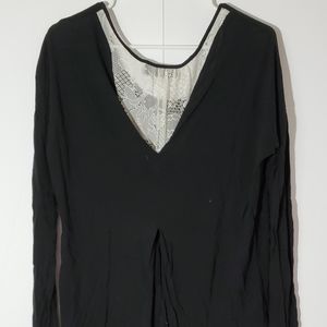 A.N.A Black and cream lace blouse